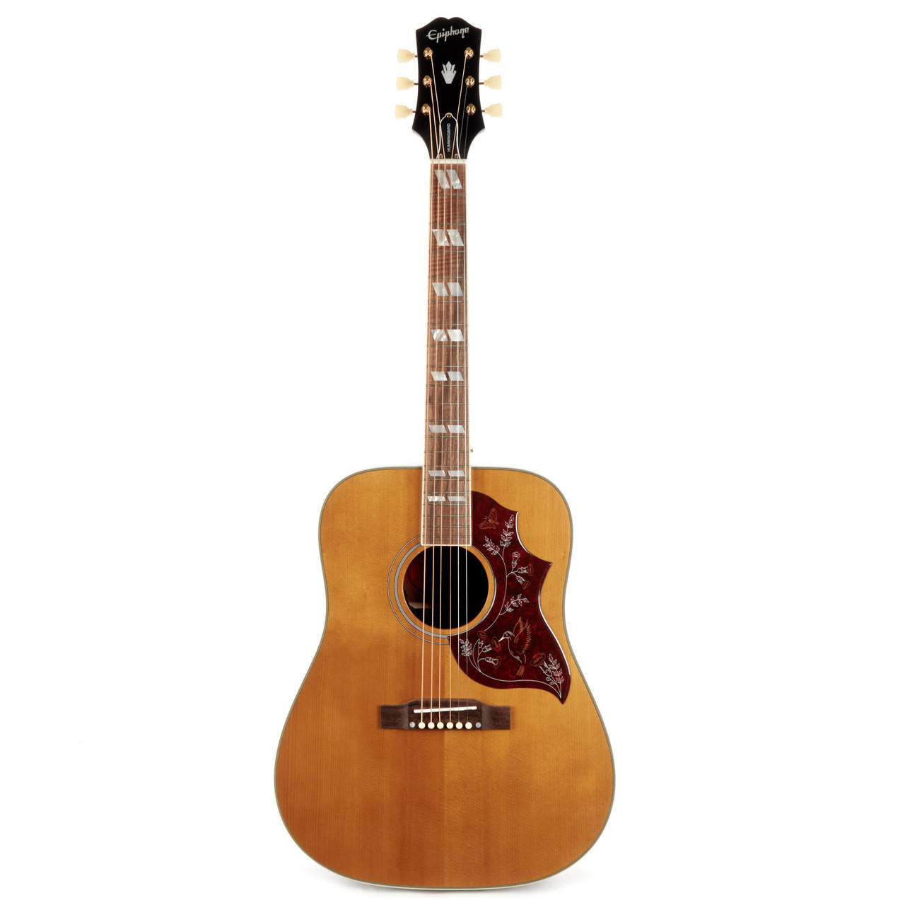Epiphone Hummingbird Aged Antique Natural Gloss – Acoustic-Electric Square Shoulder Guitar with Fishman Pickup