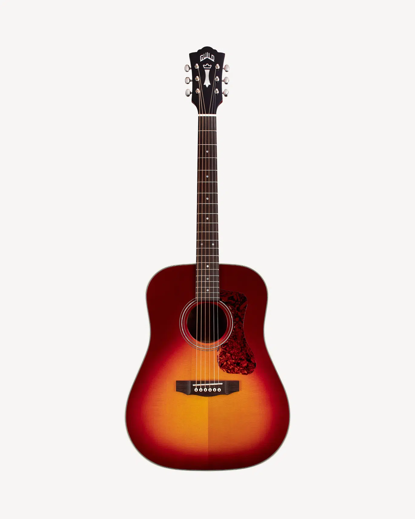 Guild D-140 Cherry Burst with Gig Bag – Solid Wood Dreadnought Acoustic Guitar